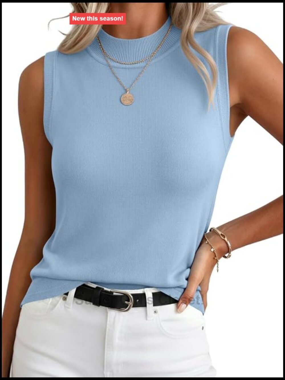 Sleeveless Turtleneck Sweater Tank Top Women Business Casual Work